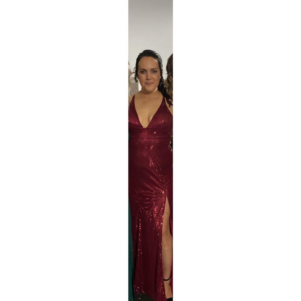 Cinderella Divine Maroon Burgundy Sequins Formal Dance Homecoming Dress Size 12 - Picture 7 of 7